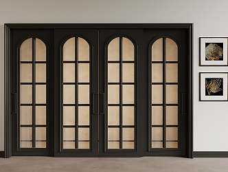 French double door glass door frosted glass door glass double door 3d model