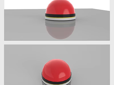 Red Commercial Service Bell Device Featuring Black Yellow Stripes And White Base 3d model