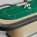 Modern Entertainment Poker Table With Green Felt Surface Wooden Base Game Chips And Playing Cards