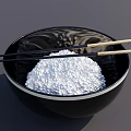 Everyday Tableware Set With Black Bowl Containing Rice And Chopsticks On Top