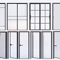 Various Modern Doors And Windows With Glass Panels And Frame Designs 3d model