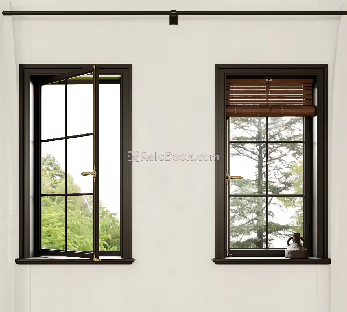 Jane European window retro window casement window sill roller shutter curtain 3d model