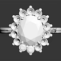 Elegant Silver Ring With Large Center Stone And Sparkling Small Diamonds 3d model