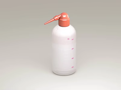 White Plastic Bottle With Red Nozzle Cap And Pink Measurement Lines 3d model