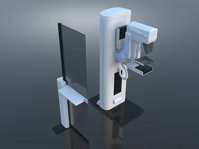 White Medical Imaging Diagnostic Device With Protective Screen And Control Panel 3d model
