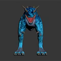 3D Model Character Blue Spiked Dinosaur Fantasy Creature With Fierce Features