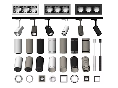 Diverse Downlights and Spotlights with Multiple Styles and Colors for Indoor Lighting 3d model