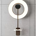 Modern Style Wall Lamps With Circular Illuminated Rings And Metal Bases On Tile Wall