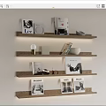 Modern wall shelf bookshelf decorative ornaments combination 3d model