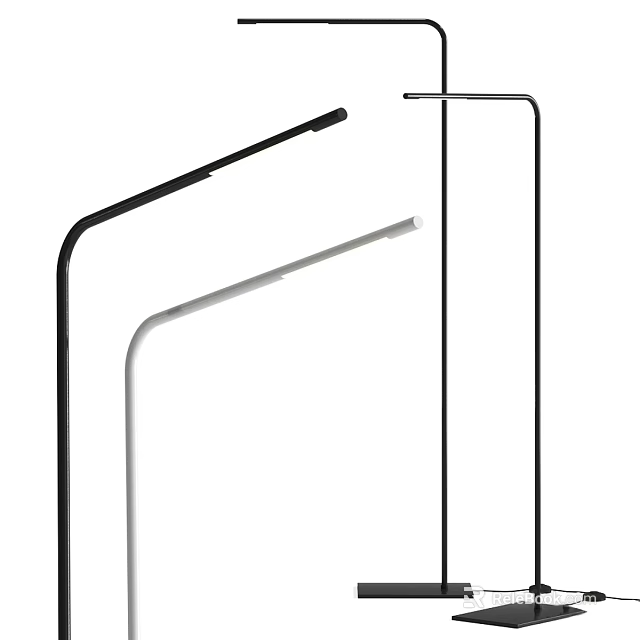 Modern Minimalist Floor Lamp With Sleek Thin Pole Simple Shade And Black Silver Finish 3d model