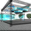 Modern Stage Setup With Blue Lighting Large LED Screen And Stunning Lighting Effects