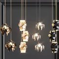 Modern Decorative Chandeliers With Various Metal Frames And Crystal Hanging Elements 3d model
