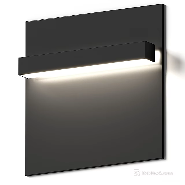Sleek Modern Black Metal Wall Lamp With Soft LED Lighting Design 3d model 