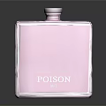 Transparent Square Perfume Bottle With Purple Hair Woman Illustration And Poison Label