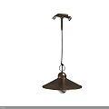 Vintage Brass Pendant Light With Conical Shade And Transparent Bulb Design