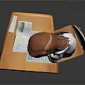 Game Movie Character Red Haired Girl Sitting At Desk In School Uniform Writing In Notebook