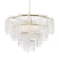 Elegant Modern Glass Chandelier With Layered Fringed Design For Interior Decor
