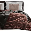 Cozy Double Bed With Brown Velvet Quilt Gray Brown Pillows And Dark Blanket