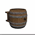 Sturdy Wooden Barrel With Wooden Slats Metal Hoops And Handle For Daily Use