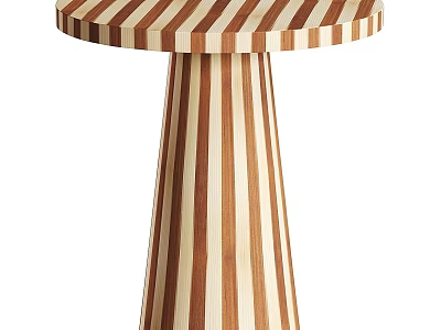Stylish Two Tone Striped Solid Wood Round Side Table For Modern Living Room Decoration 3d model