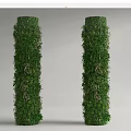 Decorative Vertical Columns Covered With Lush Green Plants And Foliage