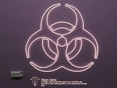 Stylish Biohazard Symbol Shaped Neon Lamp for Modern Decorative Wall Lighting 3d model