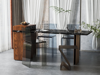 Modern Dining Table and Chair Combination model