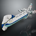 Futuristic Cosmic Spaceship With White And Blue Streamlined Body For Interstellar Travel