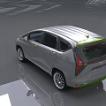Modern Silver Compact Car With Green Accents Streamlined Design And Alloy Wheels 3d model