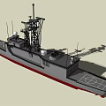 Gray Warship Number 28 With Red Bottom Tall Mast And Antennas