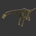 3D Dinosaur Character With Long Neck Spiked Back And Gray Skin Standing On Gray Background