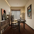 Gray Sectional Sofa with Throw Pillows Blanket Coffee Table and Bookshelves on Diamond Pattern Rug