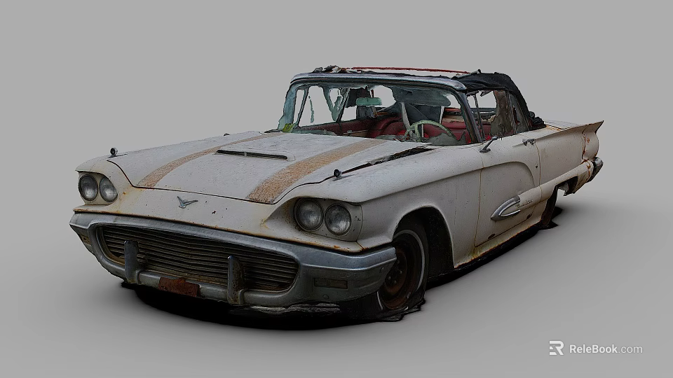 Vintage Rusted Classic Car Exterior With Convertible Top And Aged Details 3d model 