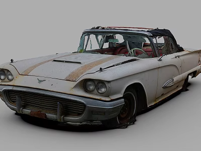 Vintage Rusted Classic Car Exterior With Convertible Top And Aged Details 3d model