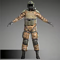 Tactical Military Game And Movie Character With Camouflage Uniform Vest And Protective Gear