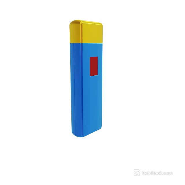 Portable Blue Device With Yellow Top And Red Button Design 3d model 