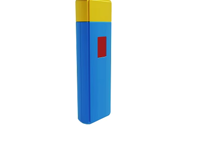 Portable Blue Device With Yellow Top And Red Button Design 3d model