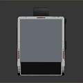 Silver Recreational Vehicle With Black Awning Red Accent Stripes And Ramp For Easy Access