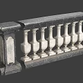 Classical Marble Balustrade with Ornate Vase Shaped Pillars and Decorative Design 3d model