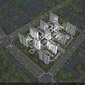 Aerial View Planning of Modern Residential Community Featuring High Rise Buildings Green Areas and Road Network