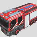 Electric Toy Fire Truck With Red Body White Stripes And Realistic Details