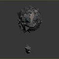 3D Rendered Wood and Stone Samples with Irregular Dark Surfaces Sharp Facets and Brown Bases