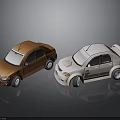 Orange And White Cars With Sedan Body And Sporty Rear Spoiler Design