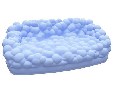 Soft Blue Multi Person Sofa With Round Foam Balls Design And Comfortable Seating 3d model