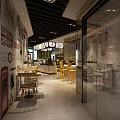 Modern Dessert Shop Interior With Glass Display Cases Assorted Pastries And Green Plant Wall