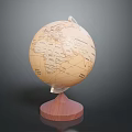 Vintage Globe With Wooden Base And Detailed World Map Surface