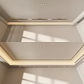 Modern Ceiling Design With Linear LED Strips And Recessed Lighting Fixtures 3d model