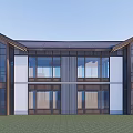 Traditional Chinese Detached Villa With Courtyard Wooden Gateway And Glass Windows