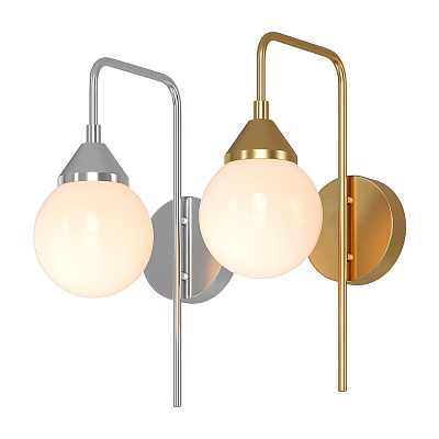 Modern Wall Sconces With Gold And Silver Metal Frames And Spherical Glass Shades 3d model