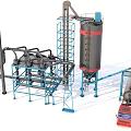 Large Industrial Equipment Setup Featuring Storage Tank Conveyor System Mixing Unit And Truck